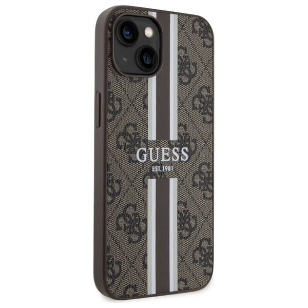 Guess case for iPhone 14 Plus 6,7&quot; GUHMP14MP4RPSW brown harcase Magsafe 4G Printed Stripes 3666339119782