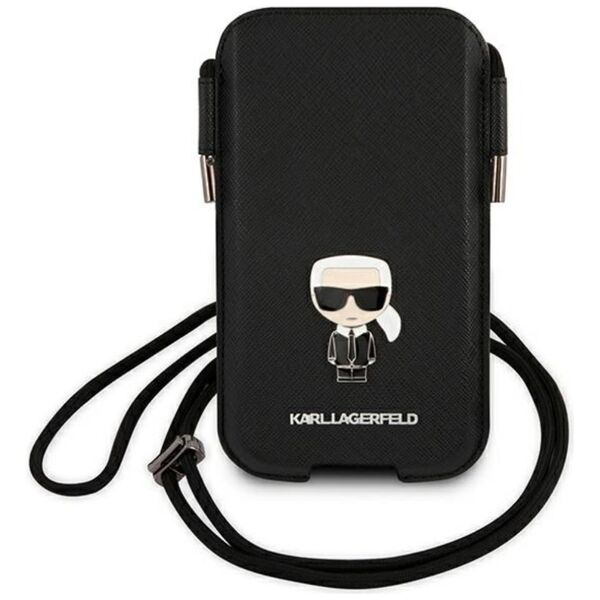 Karl Lagerfeld handbag for phone 6,1&quot; hardcase black KLHCP12MOPHKMK Saffiano Ikonik Karl`s 3666339018719