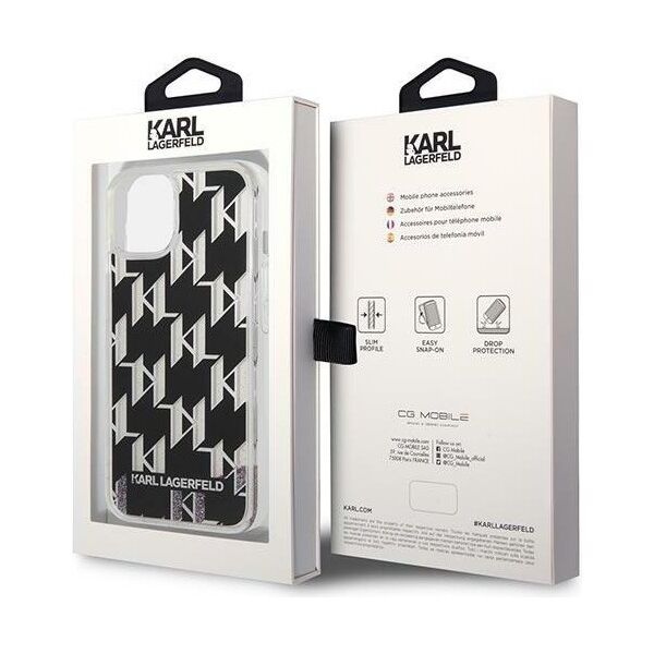 Karl Lagerfeld case for iPhone 14 Pro Max 6,7&quot; KLHCP14XLMNMK black HC Liquid Glitter Monogram 3666339076269