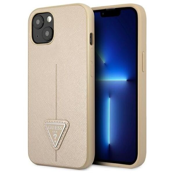 Guess case for iPhone 14 Pro 6,1&quot; GUHCP14LPSATLE beige HC Saffiano PU Triangle 3666339065423