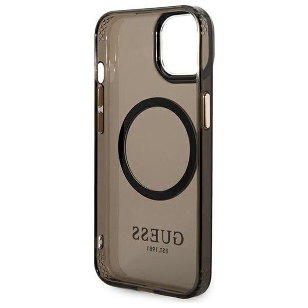 Guess case for iPhone 14 Pro Max 6,7&quot; GUHMP14XHTCMK black HC Magsafe Gold Outline Translucent 3666339069612