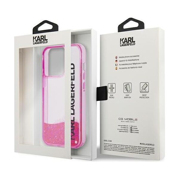 Karl Lagerfeld case for iPhone 14 Pro Max 6,7&quot; KLHCP14XLCKVF pink HC Liquid Glitter Elong 3666339091613