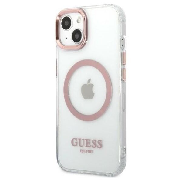 Guess case for iPhone 13 Pro / 13 6,1&quot; GUHMP13LHTRMP pink hard case Metal Outline Magsafe 3666339057190