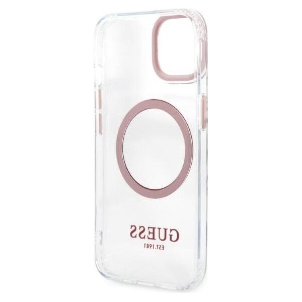 Guess case for iPhone 13 Pro / 13 6,1&quot; GUHMP13LHTRMP pink hard case Metal Outline Magsafe 3666339057190