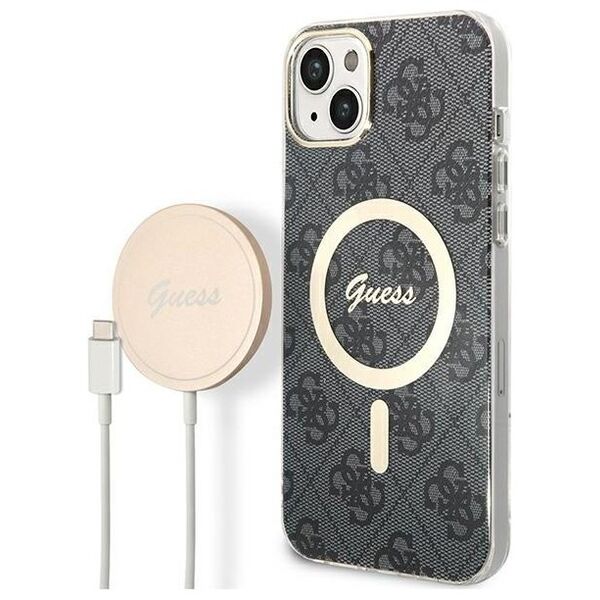 Guess set Case + Charger for iPhone 14 Pro Max 6,7&quot; GUBPP14XH4EACSK black BP Magsafe Case + Charger 4G 3666339102845