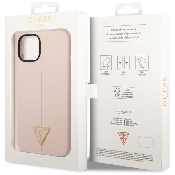 Guess case for iPhone 14 Plus 6,7&quot; GUHCP14MSLTGP pink hardcase Silicone Line & Triangle 3666339065935