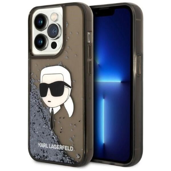Karl Lagerfeld case for iPhone 14 Pro Max 6,7&quot; KLHCP14XLNKHCK black hardcase Glitter Karl Head 3666339086831
