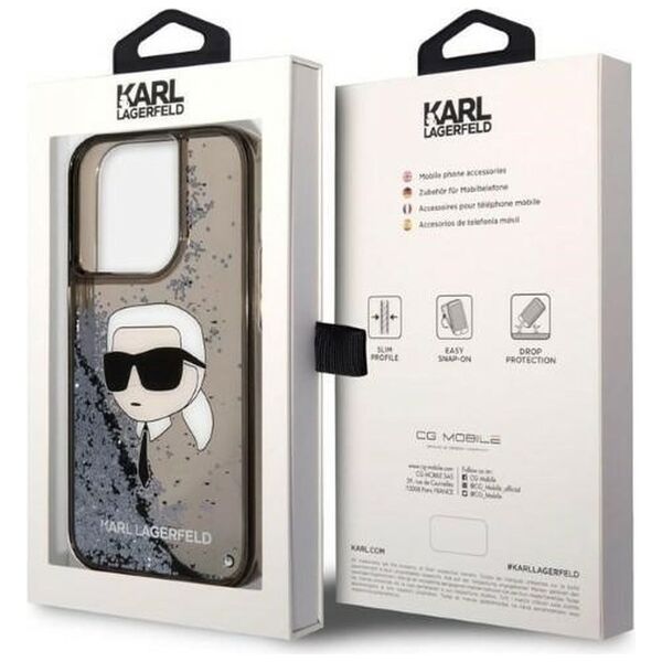 Karl Lagerfeld case for iPhone 14 Pro Max 6,7&quot; KLHCP14XLNKHCK black hardcase Glitter Karl Head 3666339086831