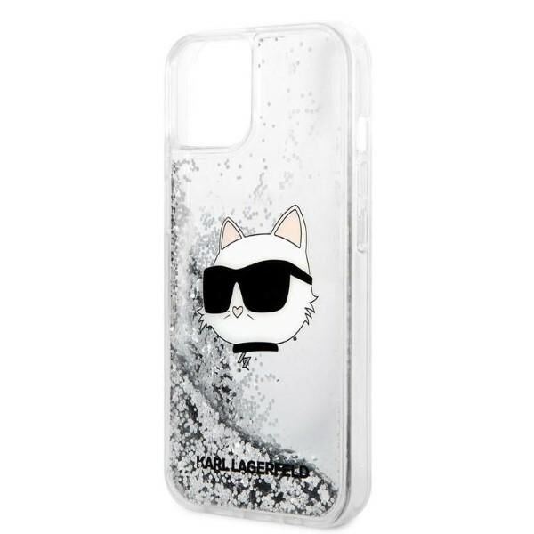 Karl Lagerfeld case for iPhone 14 Plus 6,7&quot; KLHCP14MLNCHCS silver hardcase Glitter Choupette Head 3666339086930