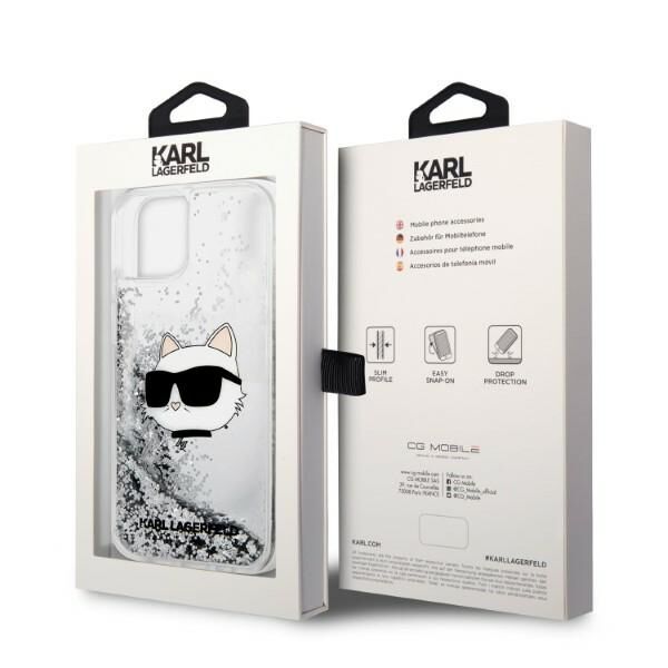 Karl Lagerfeld case for iPhone 14 Plus 6,7&quot; KLHCP14MLNCHCS silver hardcase Glitter Choupette Head 3666339086930