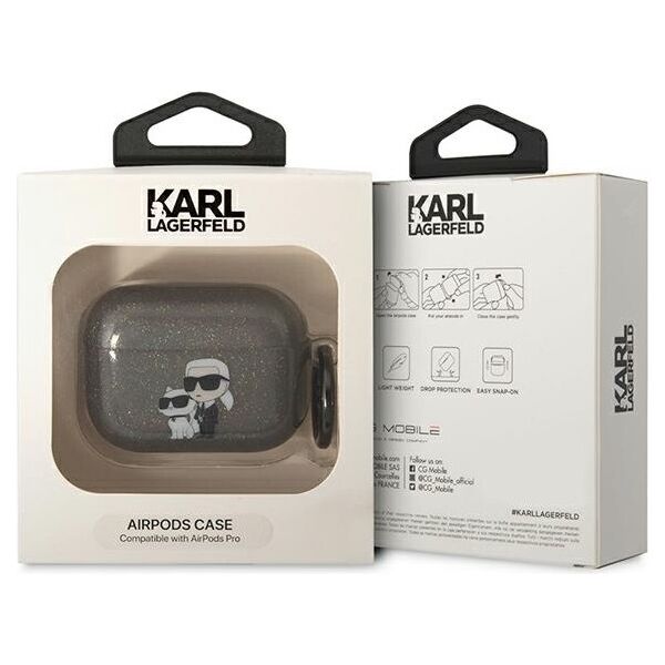 Karl Lagerfeld case for Airpods Pro KLAPHNKCTGK black Gliter Karl & Choupette 3666339088149