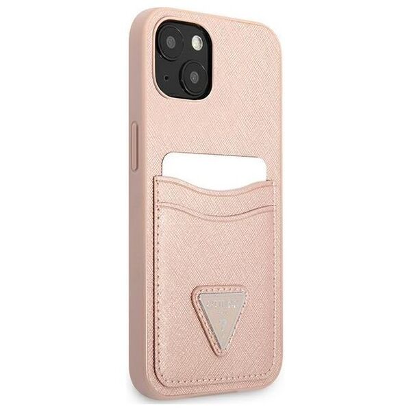 Guess case for IPhone 13 6,1&quot; GUHCP13MPSATPP hard case pink Saffiano Double Card Triangle 3666339048136
