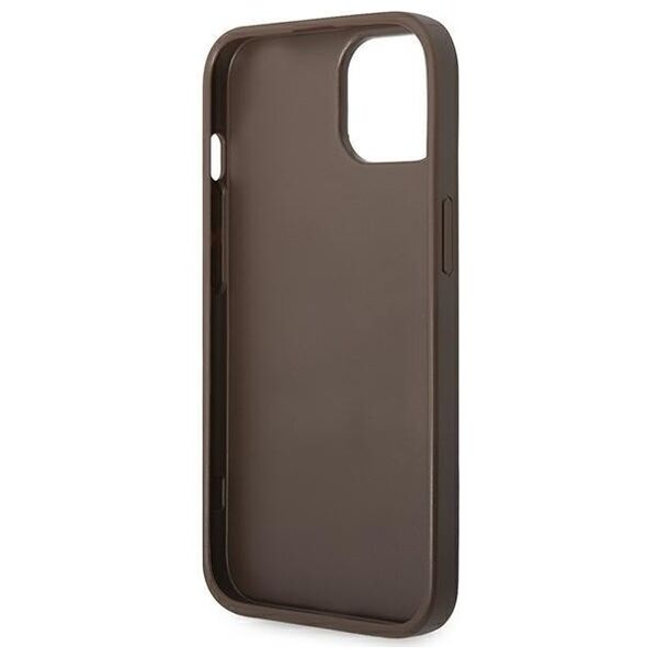 Guess case for iPhone 14 Pro Max 6,7&quot; GUHCP14XG4GLBR brown PC/TPU 4G PU case with Bottom Stripe Metal Logo 3666339088538