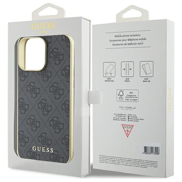 Guess case for iPhone 15 Pro Max 6,7&quot; GUHCP15XGF4GGR gray HC PU 4G Charm 3666339171698