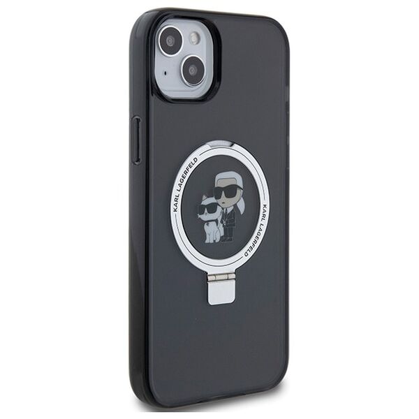 Karl Lagerfeld case for iPhone 15 Pro 6,1&quot; KLHMP15MHMRSKCK black hardcase Ring Stand Karl&Choupettte MagSafe 3666339169121