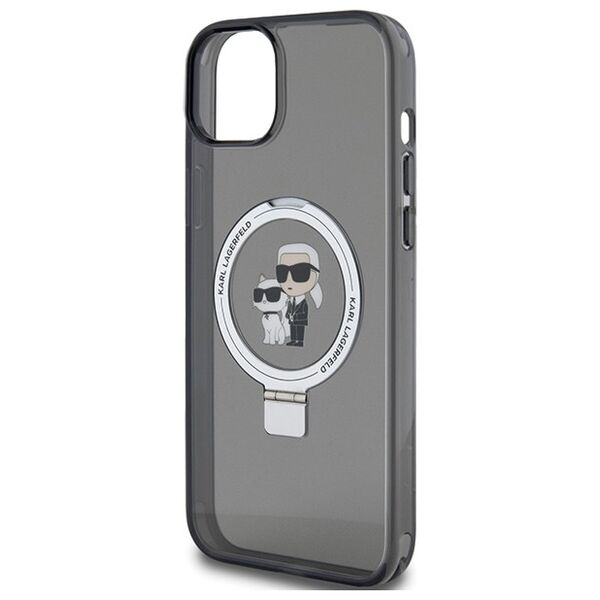 Karl Lagerfeld case for iPhone 15 Pro 6,1&quot; KLHMP15MHMRSKCK black hardcase Ring Stand Karl&Choupettte MagSafe 3666339169121