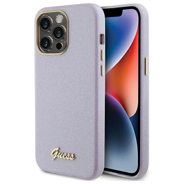 Guess case for iPhone 15 Pro 6.1&quot; GUHCP15LPGMCSL lilac hardcase Glitter Glossy Script 3666339155360