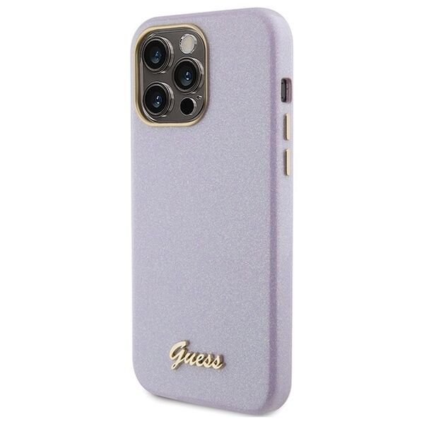 Guess case for iPhone 15 Pro 6.1&quot; GUHCP15LPGMCSL lilac hardcase Glitter Glossy Script 3666339155360