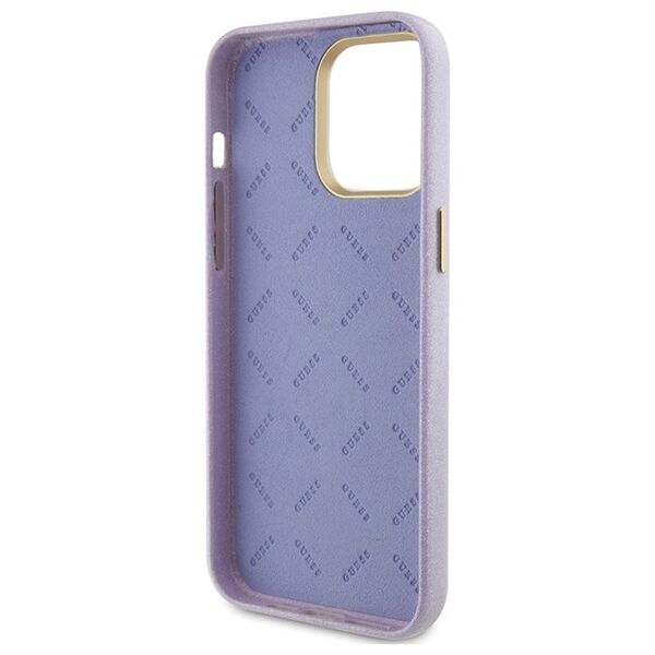 Guess case for iPhone 15 Pro 6.1&quot; GUHCP15LPGMCSL lilac hardcase Glitter Glossy Script 3666339155360