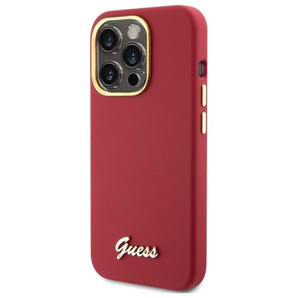 Guess case for iPhone 15 Pro 6,1&quot; GUHCP15LSMBSLM magenta HC SILICONE SCRIPT METAL LOGO & FRAME 3666339149062