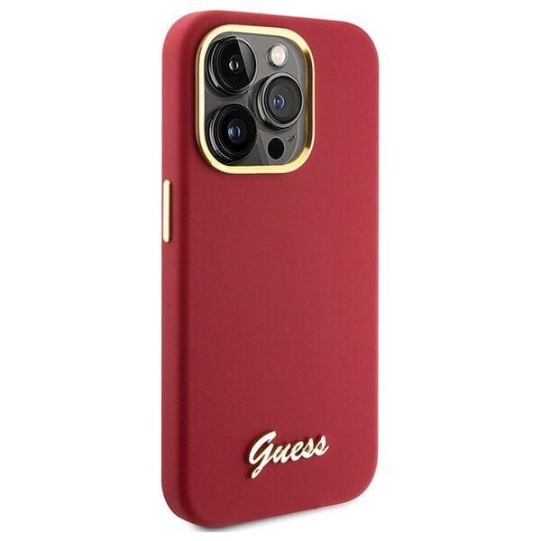 Guess case for iPhone 15 Pro 6,1&quot; GUHCP15LSMBSLM magenta HC SILICONE SCRIPT METAL LOGO & FRAME 3666339149062