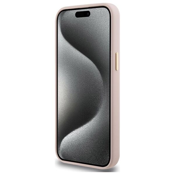 Guess case for iPhone 15 Pro Max 6,7&quot; GUHCP15XSMBSLP pink HC SILICONE SCRIPT METAL LOGO & FRAME 3666339149215