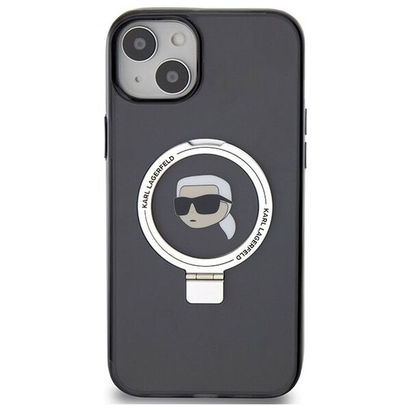 Karl Lagerfeld case for iPhone 15 Plus 6,7&quot; KLHMP15MHMRSKHK black HC MAGSAFE RINGSTAND KH 3666339168407
