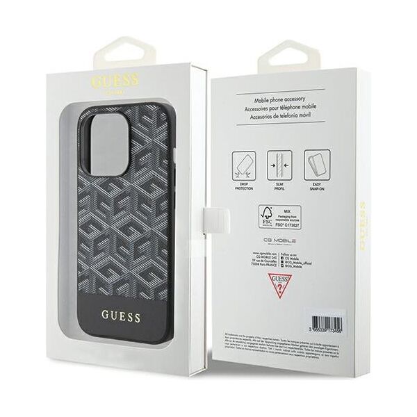 Guess case for iPhone 14 Pro Max 6,7&quot; GUHMP15XHGCFSEK black HC MAGSAFE GCUBE PU STRIPE 3666339194734