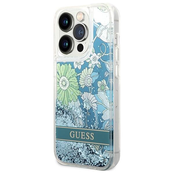 Guess case for iPhone 14 Pro Max 6,7&quot; GUHCP14XLFLSN green hardcase Flower Liquid Glitter 3666339088453