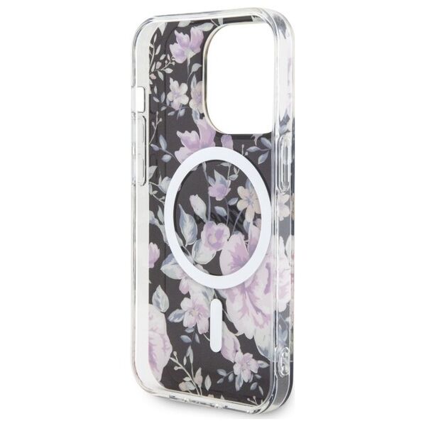 Guess case for iPhone 14 Pro 6,1&quot; GUHMP14LHCFWSK black hardcase Magsafe IML Flower 3666339115531