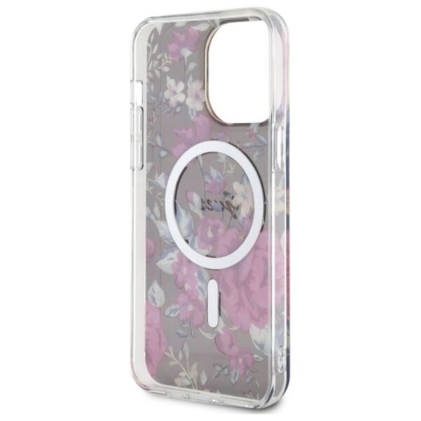 Guess case for iPhone 14 Pro Max 6,7&quot; GUHMP14XHCFWSA khaki hardcase Magsafe IML Flower 3666339115623