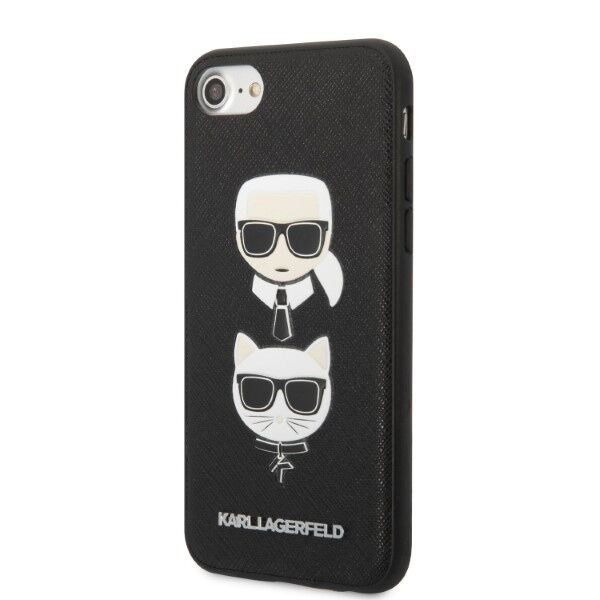 Karl Lagerfeld case for iPhone 7 / 8 / SE 2020 / SE 2022 KLHCI8SAKICKCBK black hardcase PU Saffiano K&C Heads 3666339054984