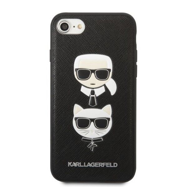 Karl Lagerfeld case for iPhone 7 / 8 / SE 2020 / SE 2022 KLHCI8SAKICKCBK black hardcase PU Saffiano K&C Heads 3666339054984