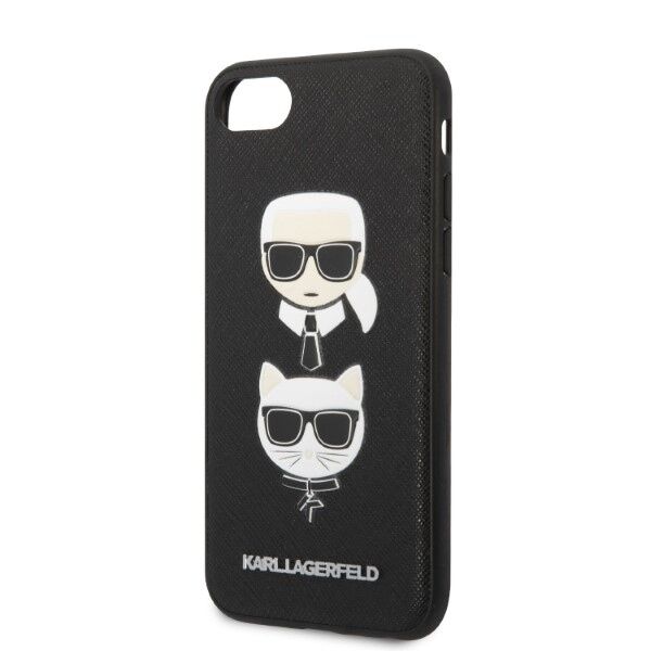 Karl Lagerfeld case for iPhone 7 / 8 / SE 2020 / SE 2022 KLHCI8SAKICKCBK black hardcase PU Saffiano K&C Heads 3666339054984