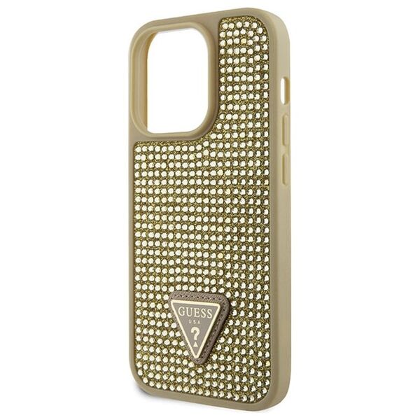 Guess case for iPhone 14 Pro 6,1&quot; GUHCP14LHDGTPD gold hardcase Rhinestone Triangle 3666339120078