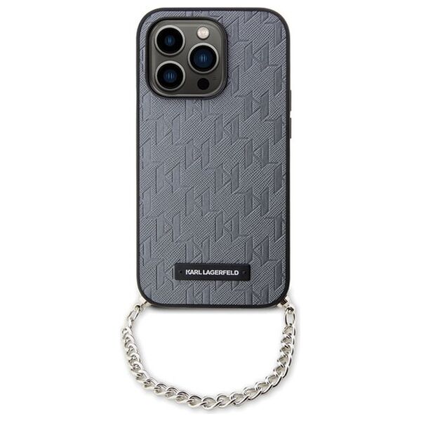 Karl Lagerfeld case for iPhone 14 Pro Max 6,7&quot; KLHCP14XSACKLHPG silver hardcase Saffiano Mono Chain 3666339122935