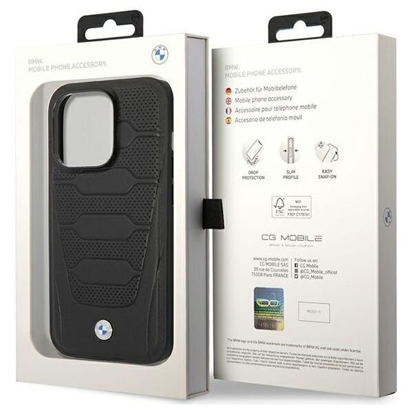 BMW case for iPhone 14 Pro Max 6,7&quot; BMHMP14X22RPSK black hard case Leather Seats Pattern MagSafe 3666339089177