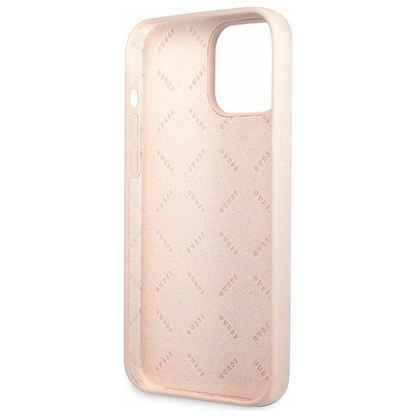 Guess case for iPhone 13 Pro Max 6,7&quot; GUHCP13XLSLMGLP pink hard case Liquid Silicone Script Gold Metal Logo 3666339033385