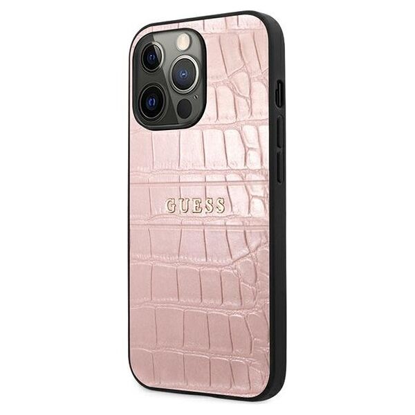 Guess case for iPhone 13 Pro 6,1&quot; GUHCP13LPCRBPI pink hard case Croco Collection 3666339023850
