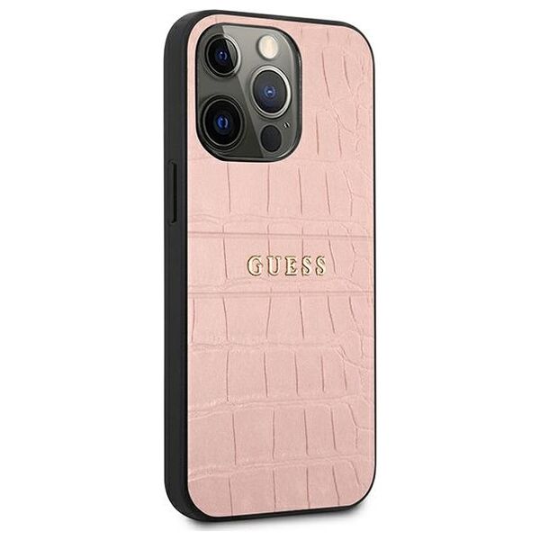 Guess case for iPhone 13 Pro 6,1&quot; GUHCP13LPCRBPI pink hard case Croco Collection 3666339023850