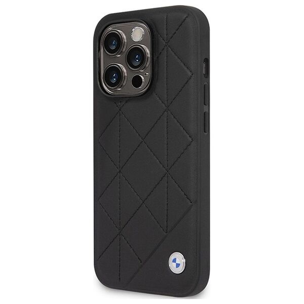BMW case for iPhone 14 Pro 6,1&quot; BMHCP14L22RBDK black Sign HC Leather Quilted 3666339066468