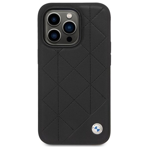 BMW case for iPhone 14 Pro 6,1&quot; BMHCP14L22RBDK black Sign HC Leather Quilted 3666339066468