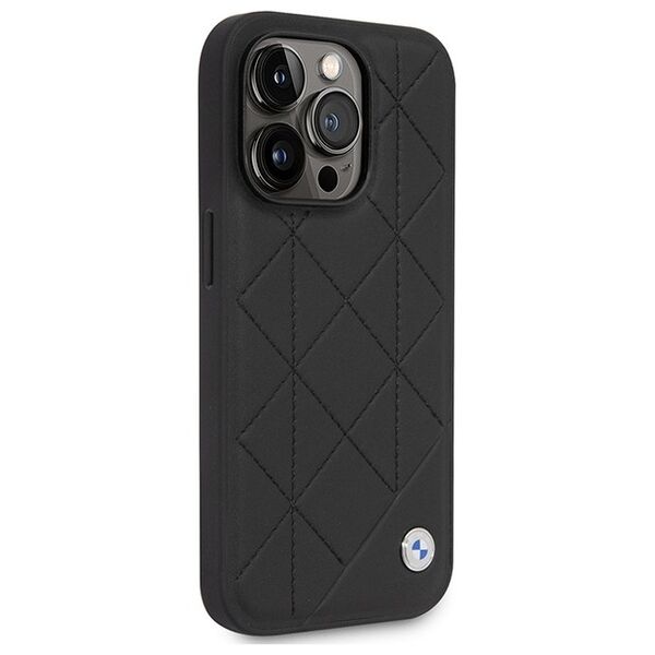 BMW case for iPhone 14 Pro 6,1&quot; BMHCP14L22RBDK black Sign HC Leather Quilted 3666339066468