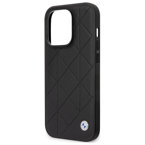 BMW case for iPhone 14 Pro 6,1&quot; BMHCP14L22RBDK black Sign HC Leather Quilted 3666339066468