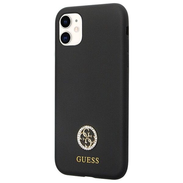Guess case for iPhone 11 GUHCN614DGPK black HC Silicone Logo Strass 4G 3666339148386