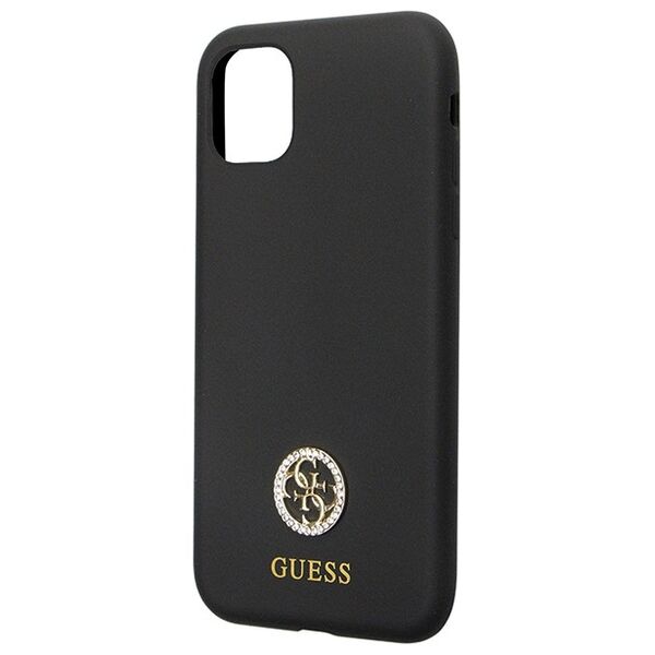 Guess case for iPhone 11 GUHCN614DGPK black HC Silicone Logo Strass 4G 3666339148386
