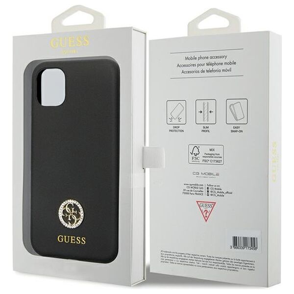 Guess case for iPhone 11 GUHCN614DGPK black HC Silicone Logo Strass 4G 3666339148386