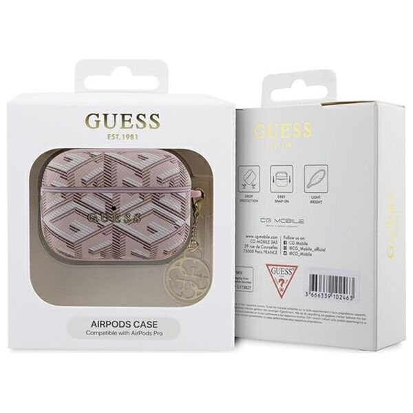 Guess case for AirPods Pro GUAPPGCE4CP pink Gcube Classic Gold Logo W/Charm 3666339171193