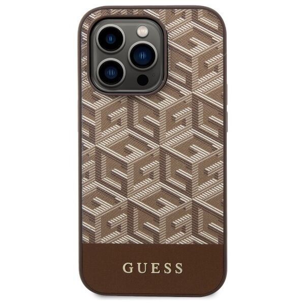 Guess case for iPhone 14 Pro Max 6,7&quot; GUHMP14XHGCFSEW brown hard case GCube Stripes MagSafe 3666339112493