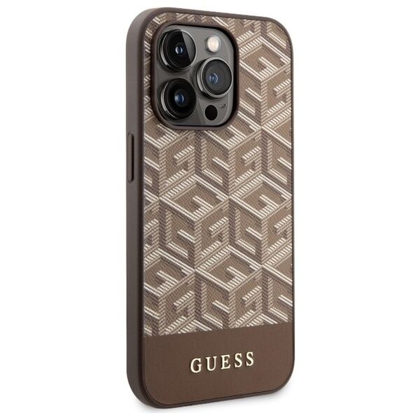 Guess case for iPhone 14 Pro Max 6,7&quot; GUHMP14XHGCFSEW brown hard case GCube Stripes MagSafe 3666339112493
